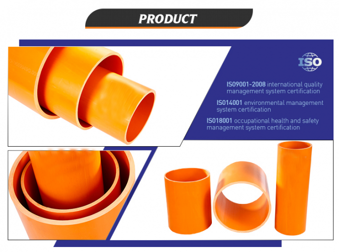 Orange De50mm CPVC Electrical Conduit CPVC Electrical Cable Sleeves