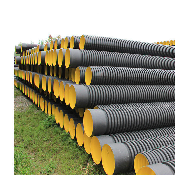 Black SN8 6M Corrugated HDPE Drainage Pipes Steel Reinforced